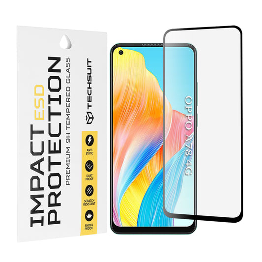 Folie de protectie Ecran Techsuit pentru Oppo A78 4G, Sticla Securizata, Full Glue, Neagra