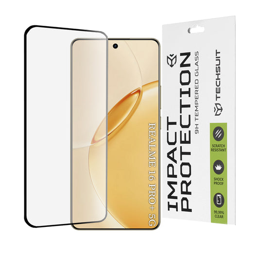 Folie de protectie Ecran Techsuit pentru Realme 16 Pro+, Sticla Securizata, Full Glue, 111D, Neagra