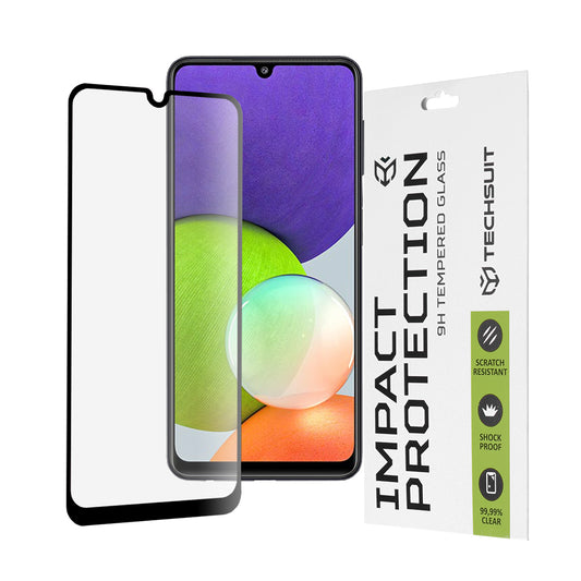 Folie de protectie Ecran Techsuit pentru Samsung Galaxy M22 M225 / A22 A225, Sticla Securizata, Full Glue, 111D, Neagra