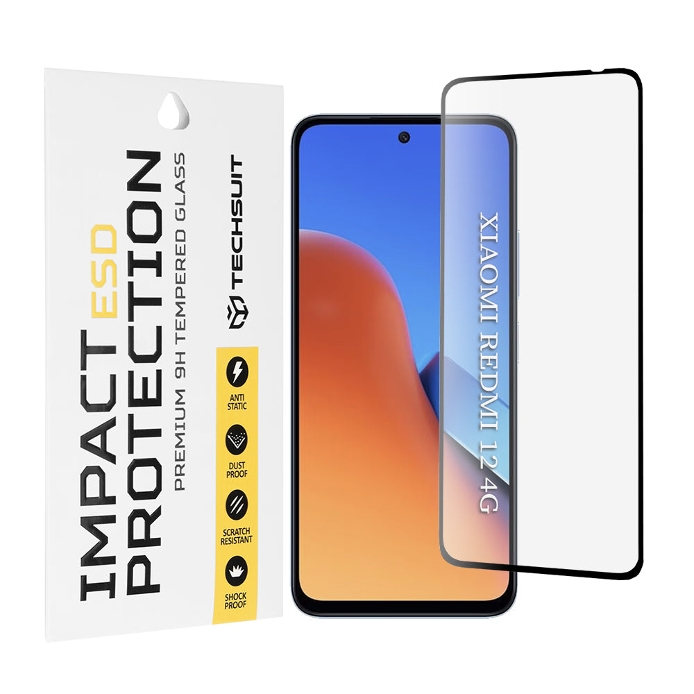 Folie de protectie Ecran Techsuit pentru Xiaomi Redmi 13 5G / 13 / 12 5G / 12 / Poco M6 4G, Sticla Securizata, Full Glue, Neagra