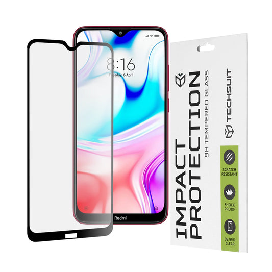 Folie de protectie Ecran Techsuit pentru Xiaomi Redmi 8A / 8, Sticla Securizata, Full Glue, 111D, Neagra