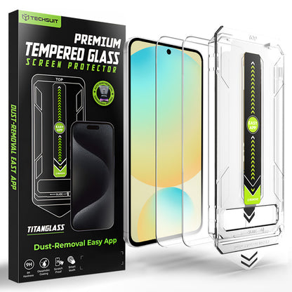 Folie de protectie Ecran Techsuit TitanGlass CrystalHD pentru Samsung Galaxy A56 A566 / S24 FE S721, Sticla Securizata, Full Glue, Set 2 bucati