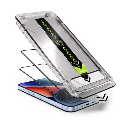 Folie de protectie Ecran Techsuit TitanGlass pentru Apple iPhone 14 Pro Max, Sticla Securizata, Full Glue, Set 2 bucati, Neagra