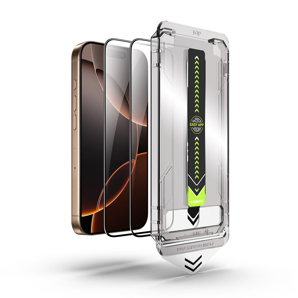 Folie de protectie Ecran Techsuit TitanGlass pentru Apple iPhone 15 Pro Max, Sticla Securizata, Full Glue, Set 2 bucati, Neagra