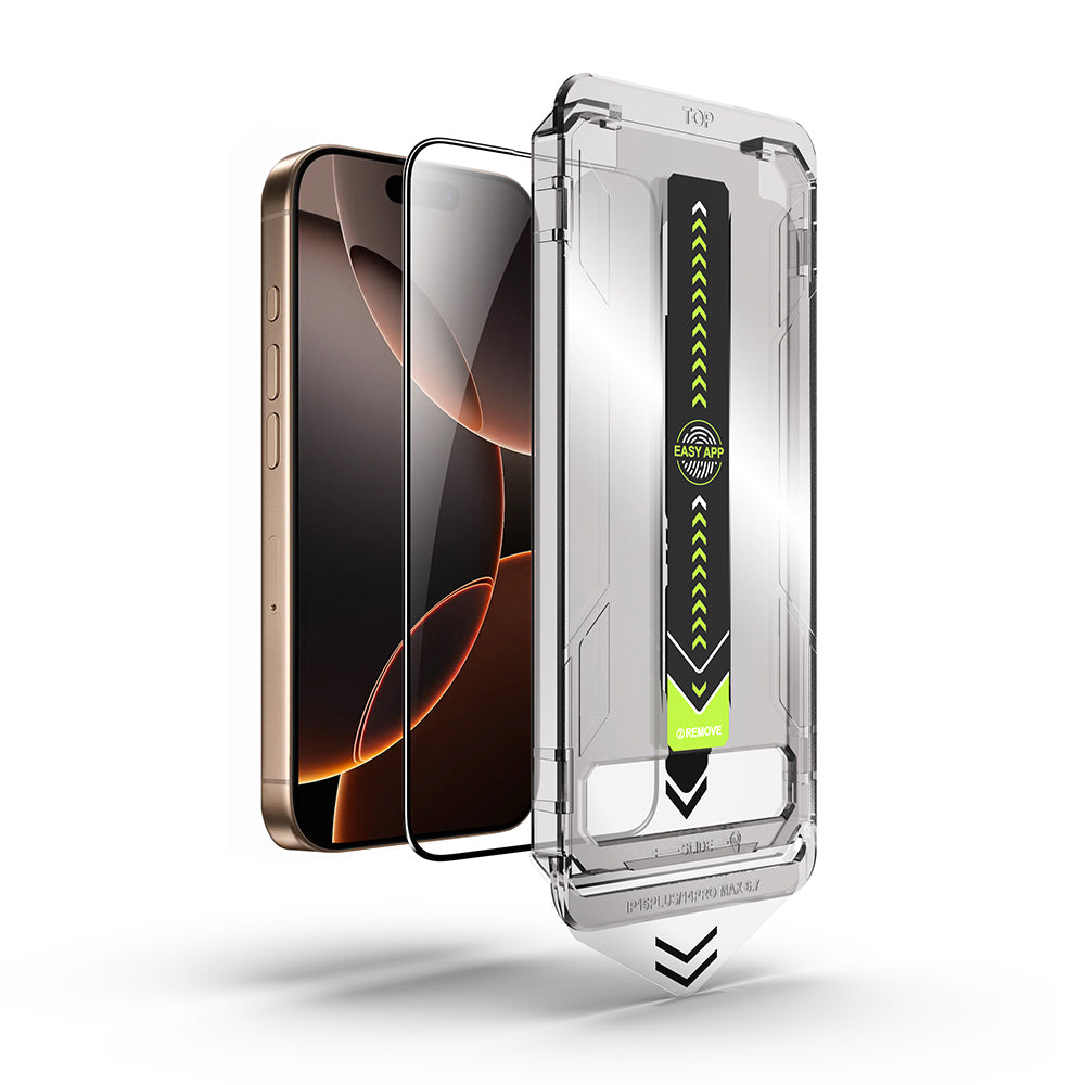 Folie de protectie Ecran Techsuit TitanGlass pentru Apple iPhone 17e / 16e / 14 / 13 Pro, Sticla Securizata, Full Glue, Neagra
