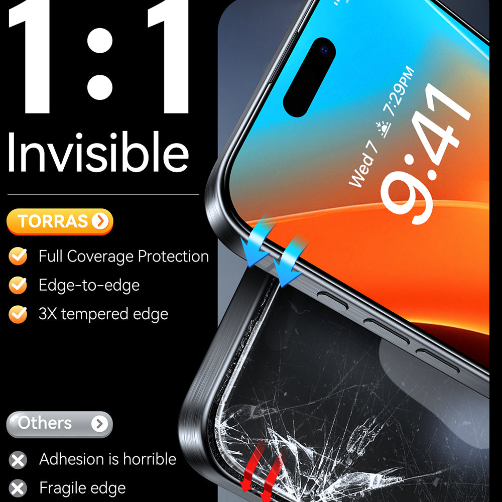 Folie de protectie Ecran Torras GlassGo Install Master pentru Apple iPhone 16 Pro Max, Sticla Securizata, Full Glue, Neagra