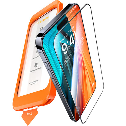 Folie de protectie Ecran Torras GlassGo Install Master pentru Apple iPhone 16, Sticla Securizata, Full Glue, Neagra