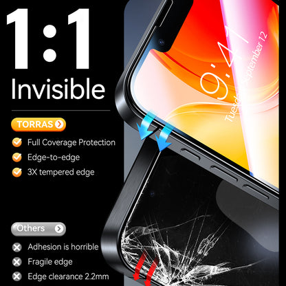 Folie de protectie Ecran Torras GlassGo Install Master pentru Apple iPhone 17e / 16e / 14 / 13 Pro, Sticla Securizata, Full Glue, Set 2 bucati