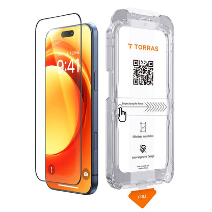 Folie de protectie Ecran Torras HD Shield pentru Apple iPhone 18 Pro / 17 Pro, Sticla Securizata, Full Glue, Neagra