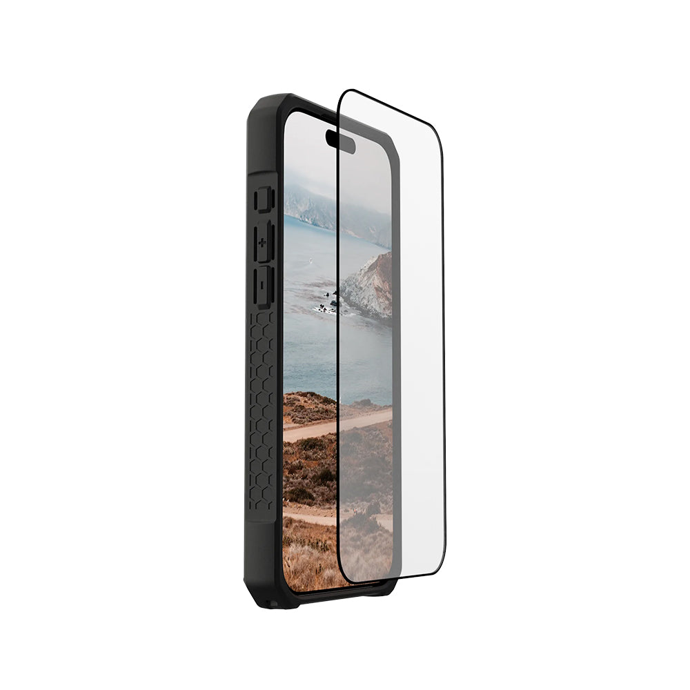 Folie de protectie Ecran Urban Armor Gear Shield pentru Apple iPhone 17 Pro, Sticla Securizata, Full Glue, Neagra