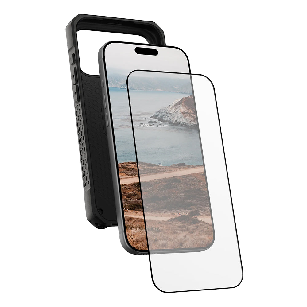 Folie de protectie Ecran Urban Armor Gear Shield pentru Apple iPhone 17 Pro, Sticla Securizata, Full Glue, Neagra