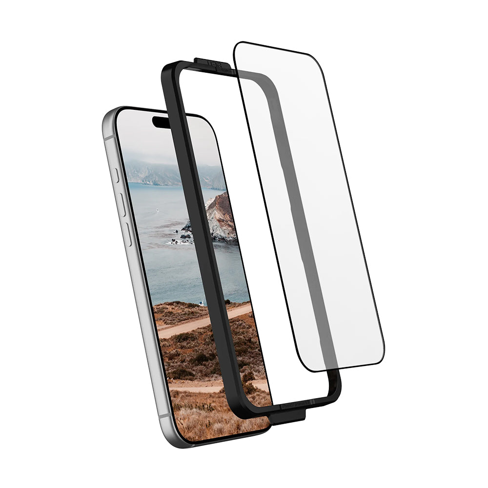 Folie de protectie Ecran Urban Armor Gear Shield pentru Apple iPhone 17 Pro, Sticla Securizata, Full Glue, Neagra