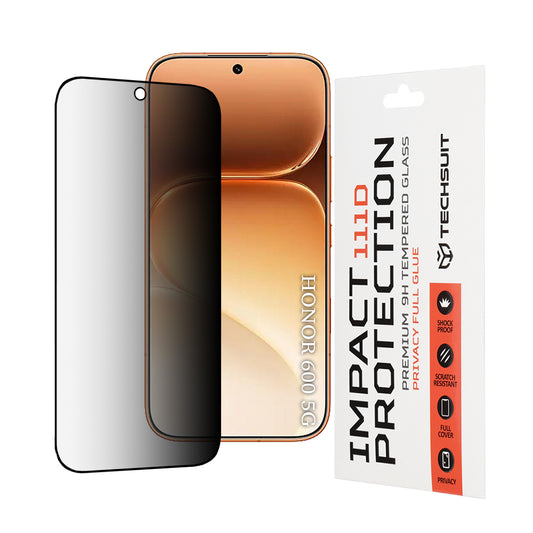Folie de protectie Privacy Techsuit pentru Honor 600 Pro / 600, Sticla Securizata, Full Glue, 111D
