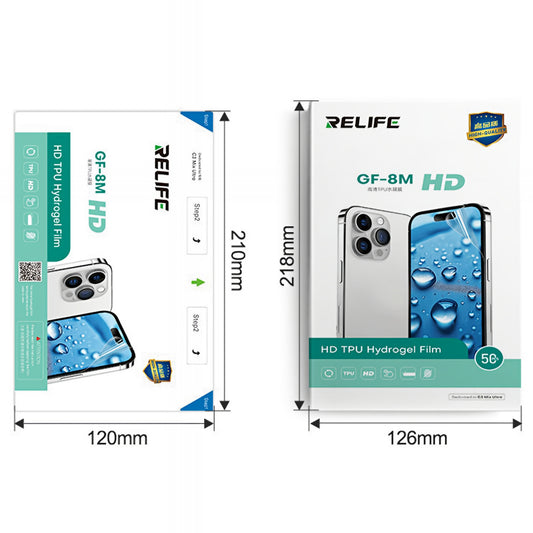 Folie Hidrogel / TPU Relife GF-8M pentru Aparat Laminare UV Vid Sunshine C3 Mix Ultra, 120mm x 210mm, Set 50 bucati