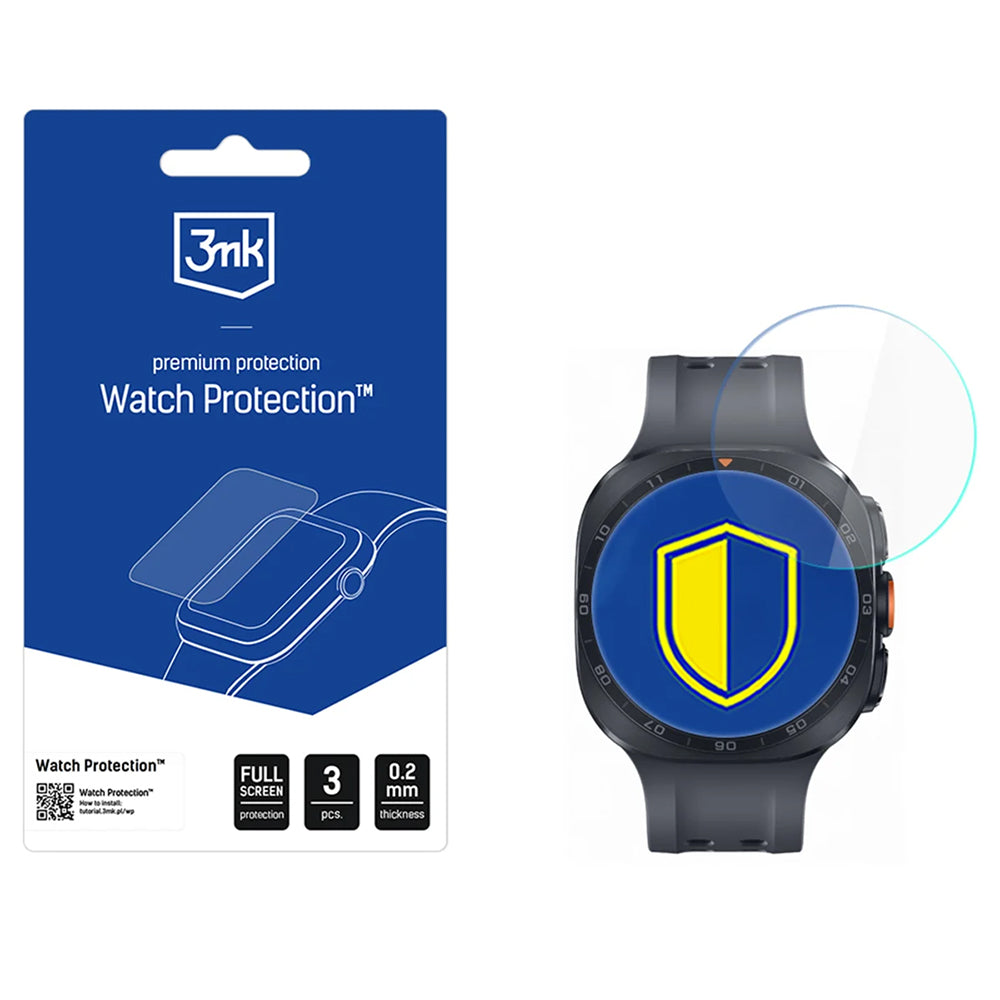 Folie Protectie 3MK FlexibleGlass pentru Samsung Galaxy Watch Ultra2, Set 3 bucati, Sticla Flexibila