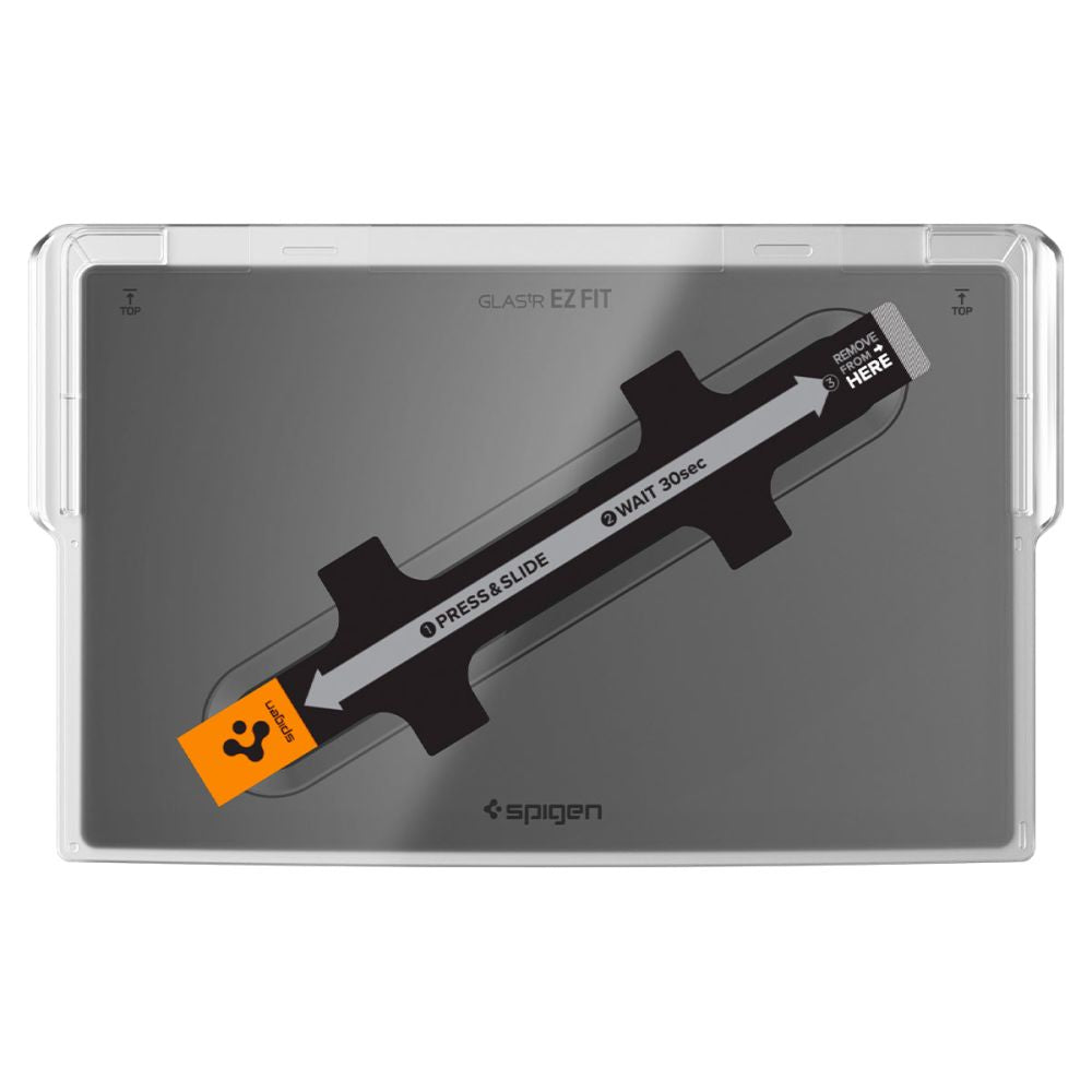 Folie Protectie Spigen GlastR EZ FIT pentru Navigatie Tesla X / S (2022 - 2021), Sticla Securizata, Neagra AGL04688