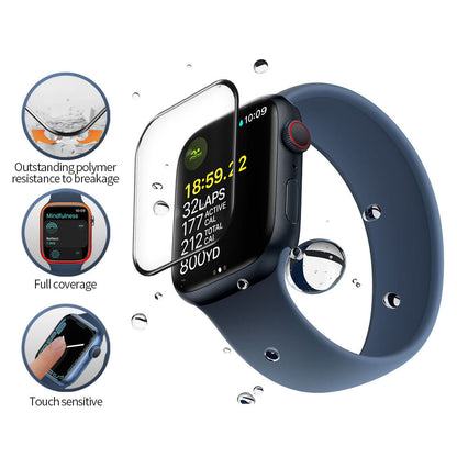 Folie Protectie Blueo High Molecule pentru Apple Watch 44mm Series, Sticla Securizata, Neagra