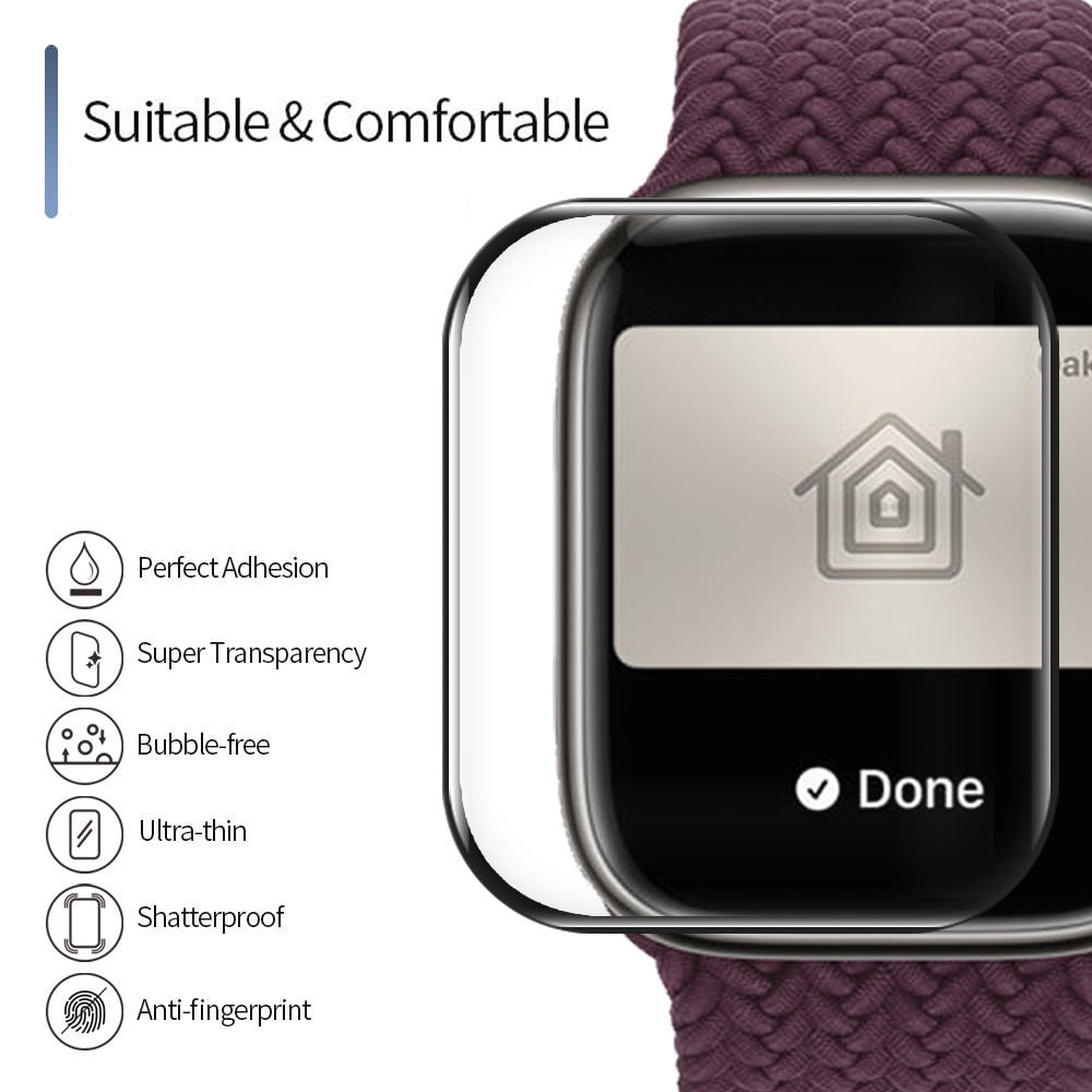 Folie Protectie Blueo High Molecule pentru Apple Watch 44mm Series, Sticla Securizata, Neagra