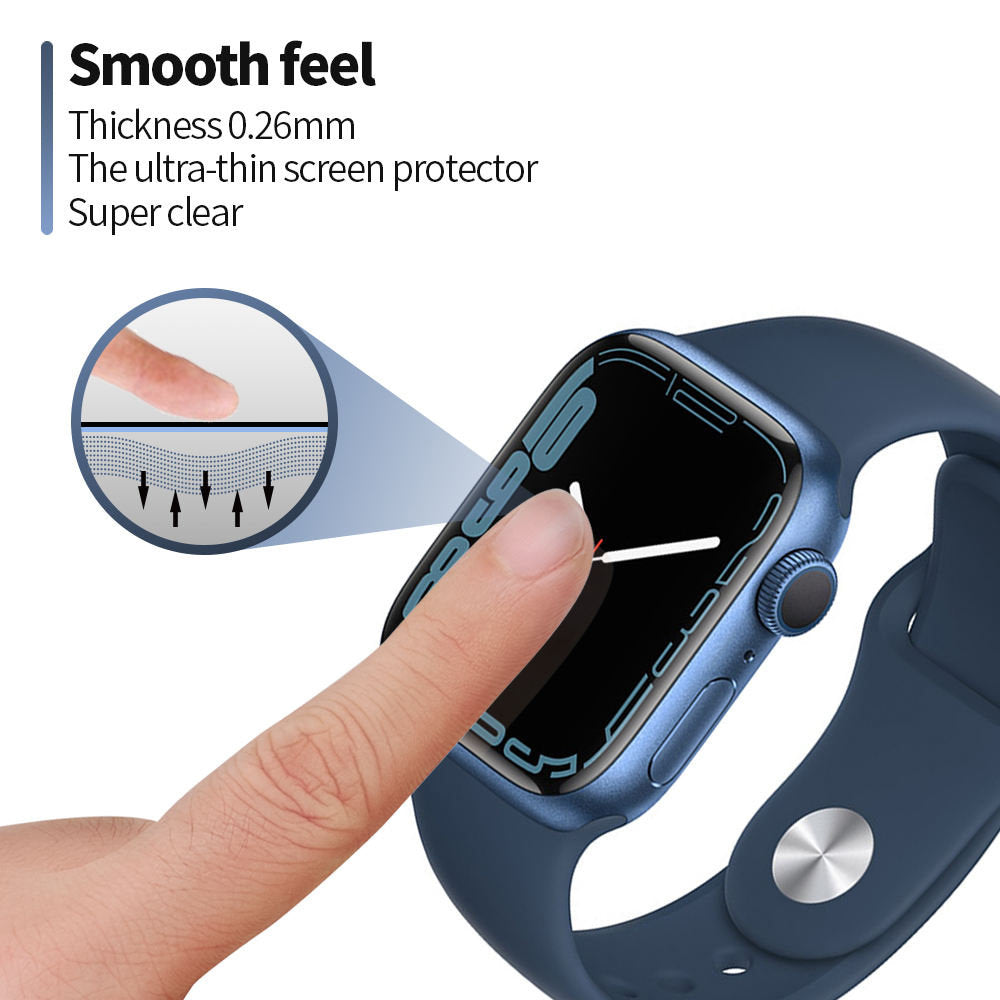 Folie Protectie Blueo High Molecule pentru Apple Watch 44mm Series, Sticla Securizata, Neagra