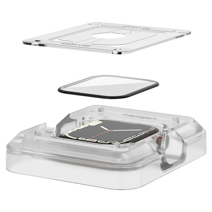 Folie Protectie Spigen ProFlex EZ FIT pentru Apple Watch 9 / 8 / 7 45mm Series, Set 2 bucati, Sticla Flexibila, Neagra AFL04051