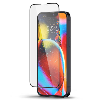Folie de protectie Ecran Spigen GlastR Slim pentru Apple iPhone 17e / 16e / 14 / 13 Pro, Sticla Securizata, Full Glue, Neagra AGL03392