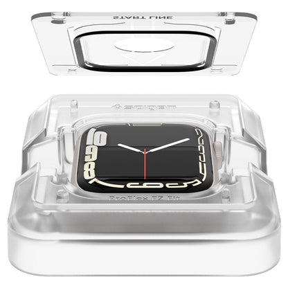 Folie Protectie Spigen ProFlex EZ FIT pentru Apple Watch 9 / 8 / 7 45mm Series, Set 2 bucati, Sticla Flexibila, Neagra AFL04051