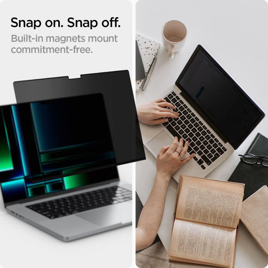 Folie Protectie Ecran Privacy Spigen Safe View Magnetic pentru Apple MacBook Pro 14inch (2022) / (2024) / (2023) / (2021), Plastic AFL06158