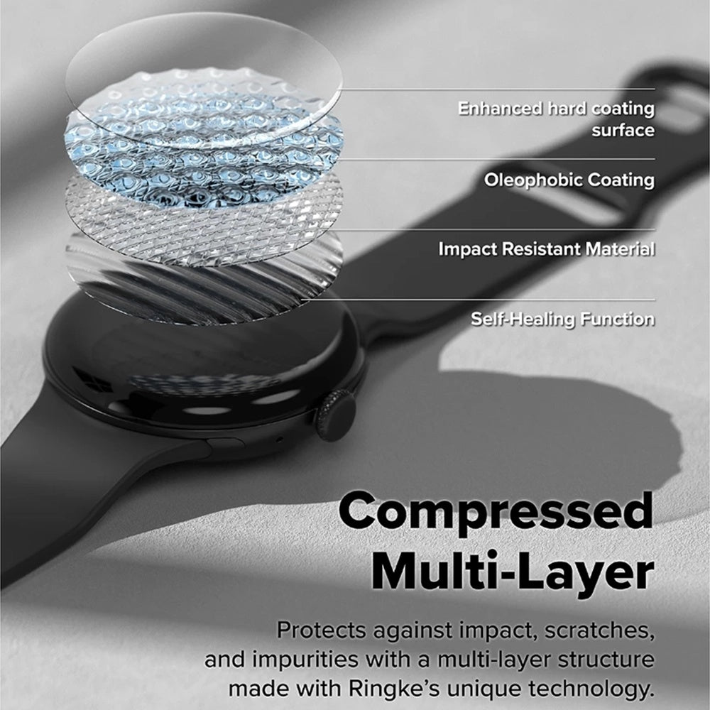 Folie Protectie Ringke Dual Easy Pro pentru Google Pixel Watch 4 45mm, Set 2 bucati, Plastic