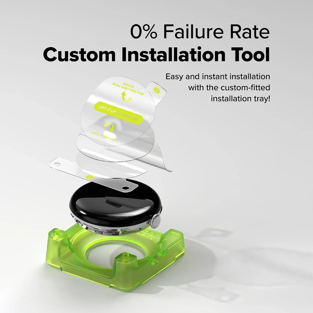 Folie Protectie Ringke Dual Easy Pro pentru Google Pixel Watch 4 45mm, Set 2 bucati, Plastic