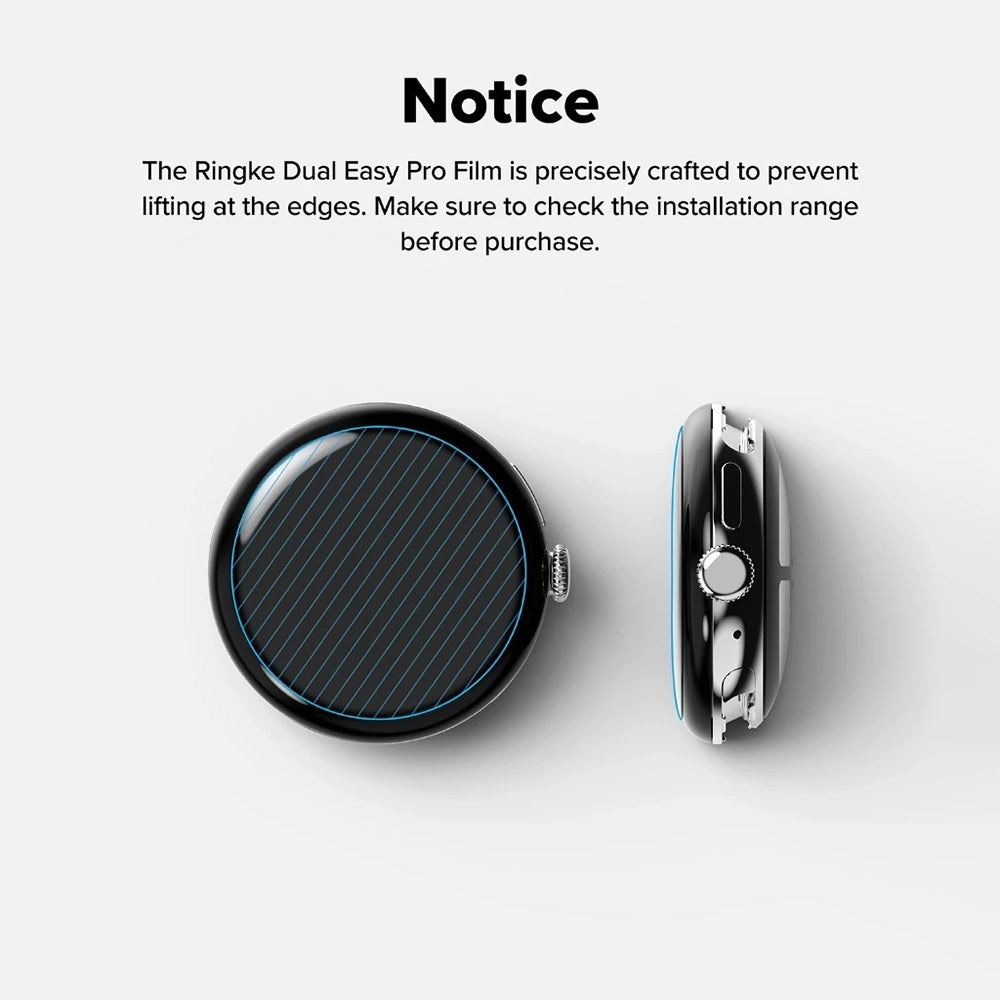Folie Protectie Ringke Dual Easy Pro pentru Google Pixel Watch 4 45mm, Set 2 bucati, Plastic