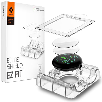 Folie Protectie  Spigen Elite Shield EZ FIT pentru Google Pixel Watch 41mm Series, Set 2 bucati, Sticla Securizata, Transparenta AFL08524