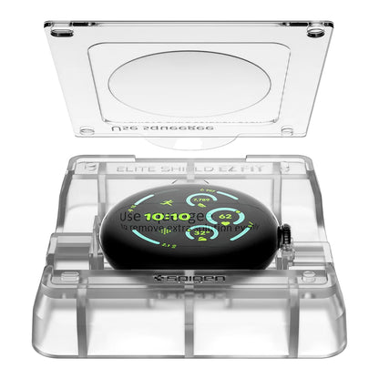 Folie Protectie  Spigen Elite Shield EZ FIT pentru Google Pixel Watch 41mm Series, Set 2 bucati, Sticla Securizata, Transparenta AFL08524