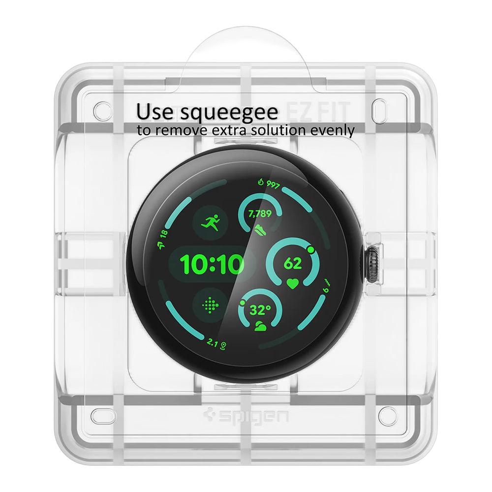 Folie Protectie  Spigen Elite Shield EZ FIT pentru Google Pixel Watch 41mm Series, Set 2 bucati, Sticla Securizata, Transparenta AFL08524