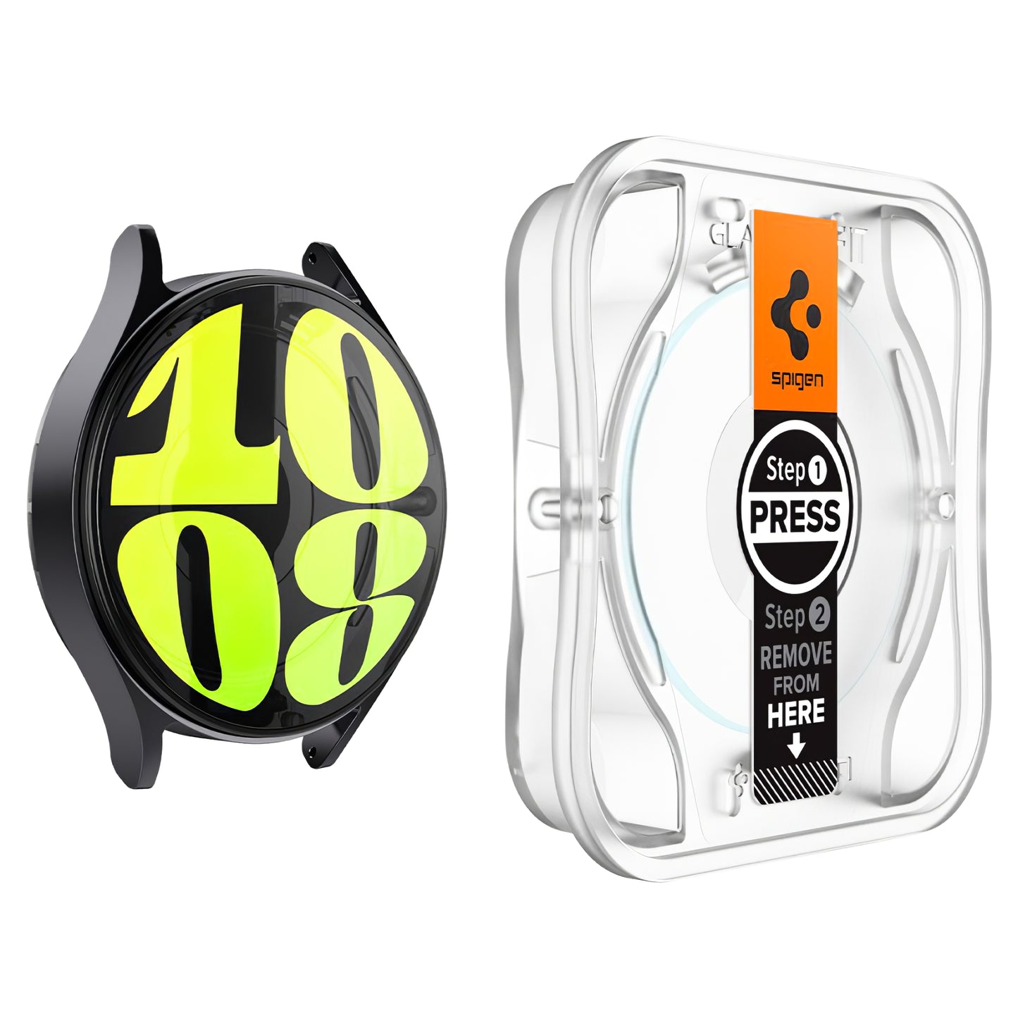 Folie Protectie Spigen GlastR EZ FIT pentru Samsung Galaxy Watch7 / Watch6 / Watch5 / Watch4 44mm Series, Set 2 bucati, Sticla Securizata AGL08493