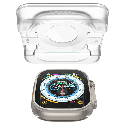 Folie Protectie Spigen GlastR EZ FIT pentru Apple Watch Ultra Series, Set 2 bucati, Sticla Securizata  AGL05556