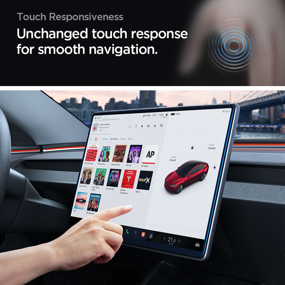 Folie Protectie Spigen GlastR EZ FIT Anti-Glare FC pentru Navigatie Tesla Y (2026 / 2025) / 3 (2026 / 2025 / 2024), Sticla Securizata AGL07152