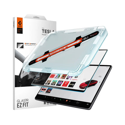 Folie Protectie Spigen GlastR EZ FIT Anti-Glare FC pentru Navigatie Tesla Y (2026 / 2025) / 3 (2026 / 2025 / 2024), Sticla Securizata AGL07152
