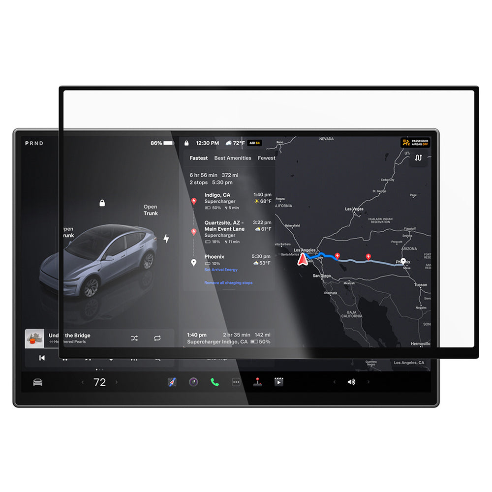 Folie Protectie Spigen GlastR EZ FIT Anti-Glare pentru Navigatie Tesla Y 2026 Premium / Performance, Sticla Securizata AGL10819
