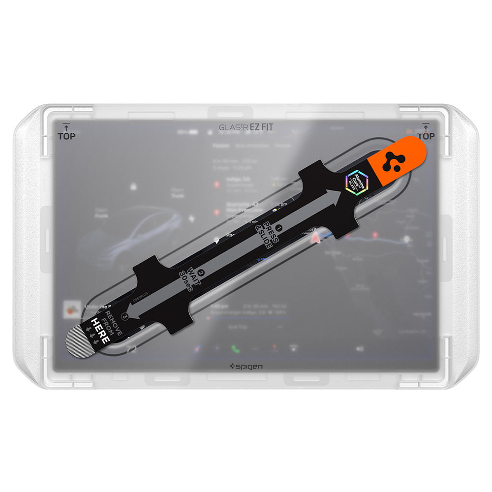 Folie Protectie Spigen GlastR EZ FIT Anti-Glare pentru Navigatie Tesla Y 2026 Premium / Performance, Sticla Securizata AGL10819