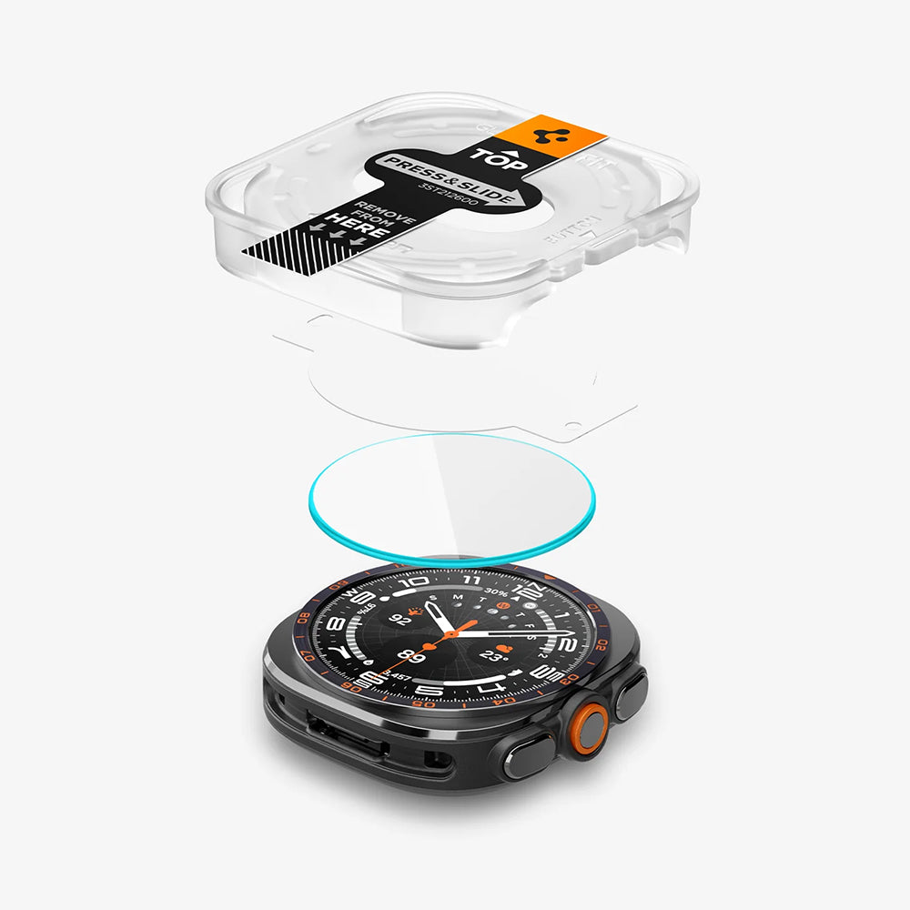 Folie Protectie Spigen GlastR EZ FIT pentru Samsung Galaxy Watch Ultra2, Sticla Securizata, Set 2 bucati AGL11758