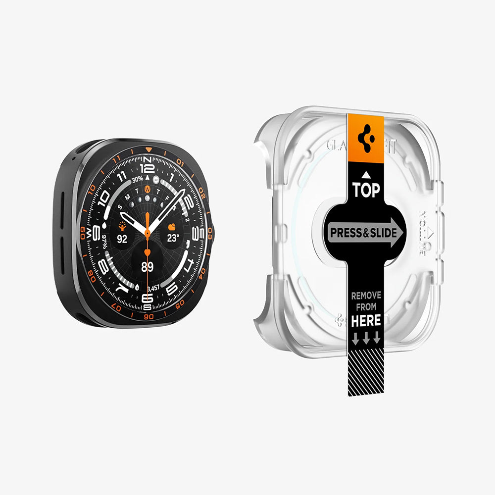 Folie Protectie Spigen GlastR EZ FIT pentru Samsung Galaxy Watch Ultra2, Sticla Securizata, Set 2 bucati AGL11758