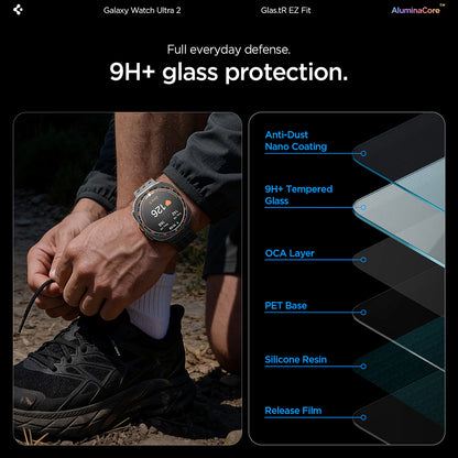 Folie Protectie Spigen GlastR EZ FIT pentru Samsung Galaxy Watch Ultra2, Sticla Securizata, Set 2 bucati AGL11758