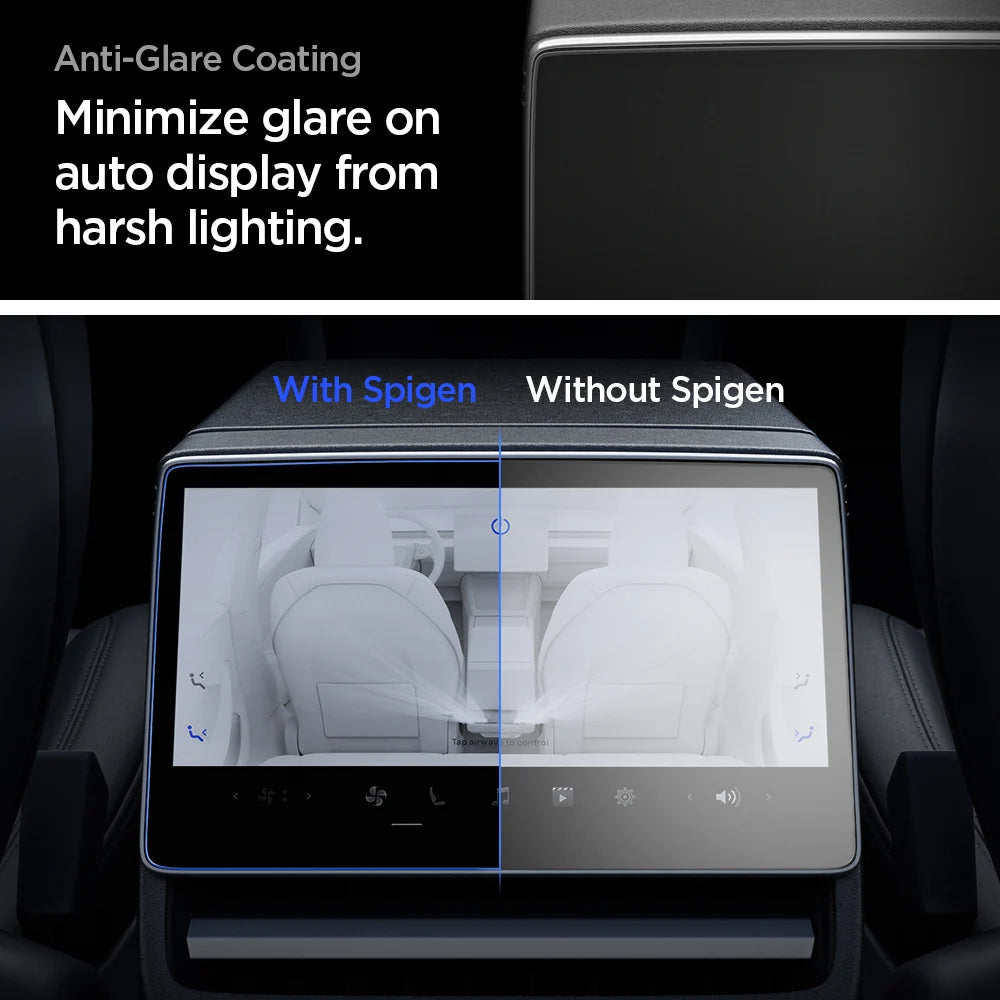 Folie Protectie Spigen GlastR Slim Anti-Glare pentru Navigatie Tesla Y (2026 / 2025) / 3 (2026 / 2025 / 2024), Sticla Securizata AGL07586