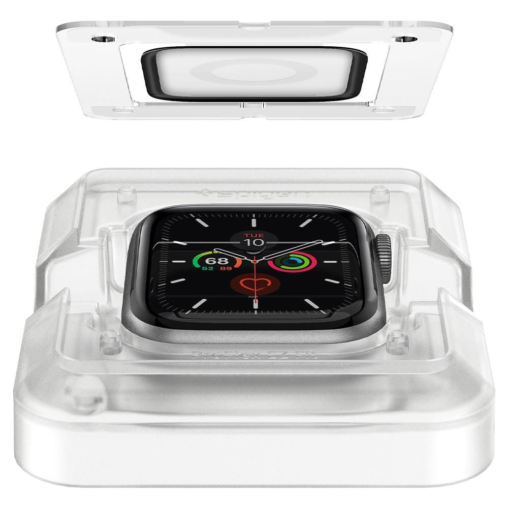Folie Protectie Spigen ProFlex EZ FIT pentru Apple Watch 44mm Series, Set 2 bucati, Sticla Flexibila, Neagra