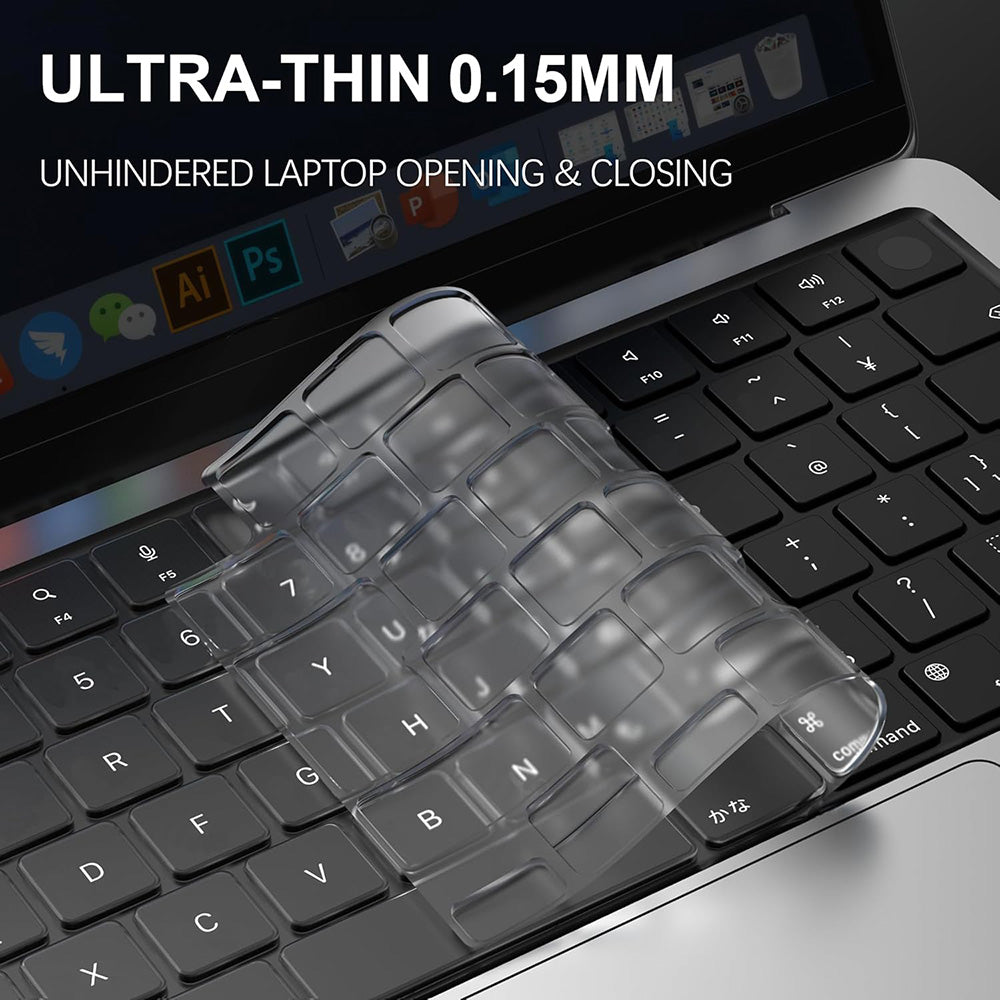 Husa Protectie Tastatura Techsuit PureTypeX pentru Apple MacBook Pro 14 / Air 13 /  Air 15 Series, Transparenta