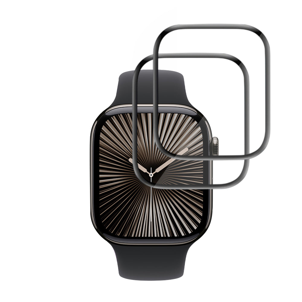 Folie Protectie Techsuit Nano Flex pentru Apple Watch Series 10 / 11 42mm, Set 2 bucati, Plastic, Neagra