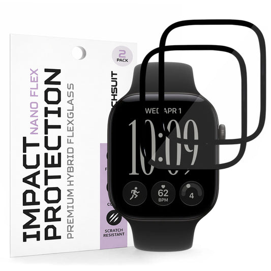 Folie Protectie Techsuit Nano Flex pentru Apple Watch Series 12 46mm, Set 2 bucati, Plastic, Neagra