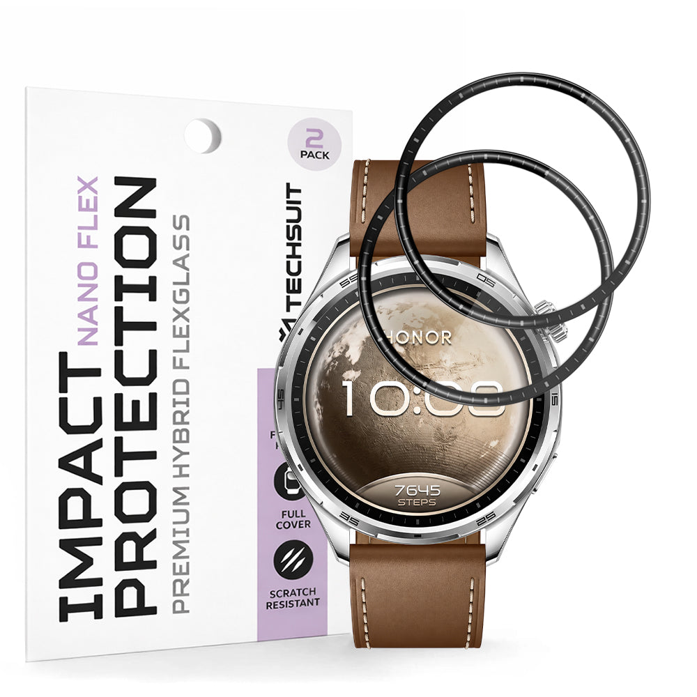 Folie Protectie Techsuit Nano Flex pentru Honor Watch 6, Plastic, Set 2 bucati, Neagra
