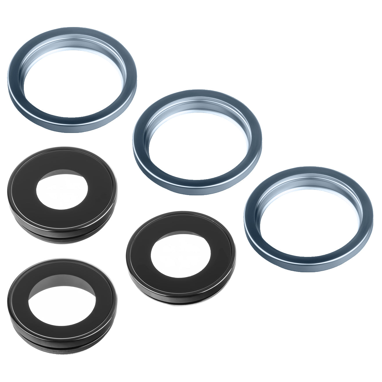 Geam Camera Spate Apple iPhone 12 Pro Max, Wide + UltraWide + Telephoto, cu Rama, Bleumarin