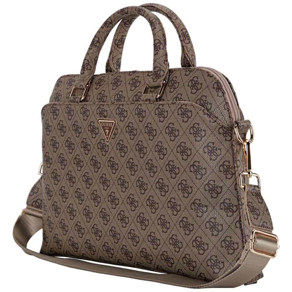 Geanta Guess 4G Triangle Logo pentru Laptop 15inch, Maro